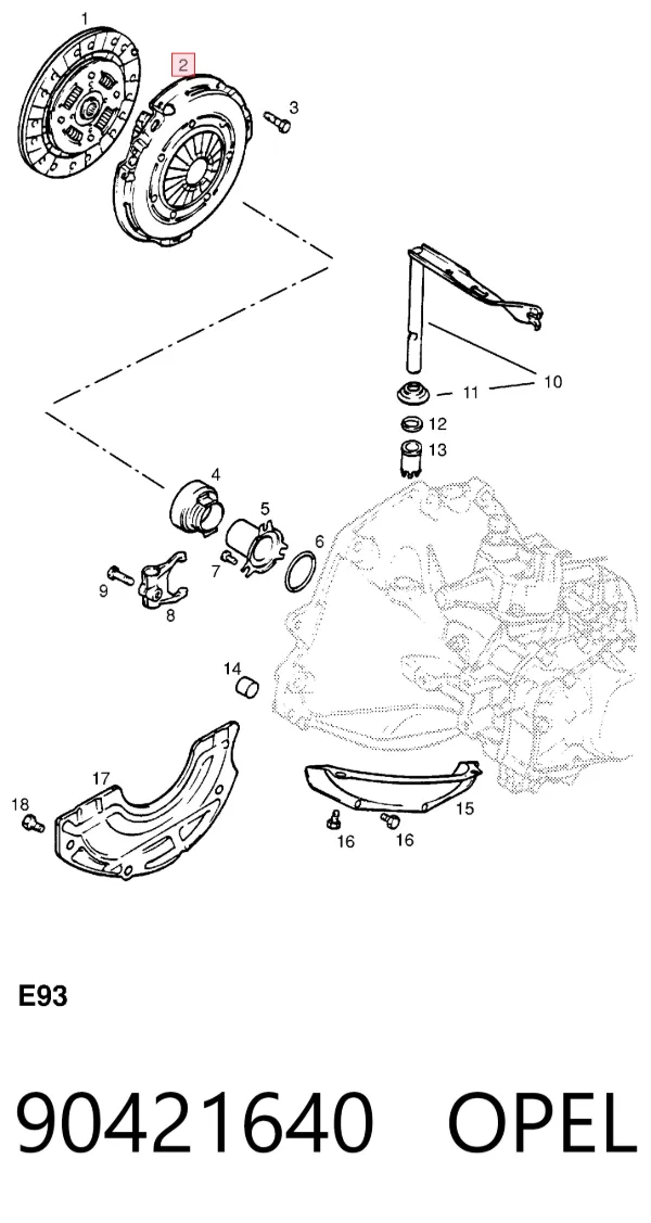 Plato de presión de embrague 90421640 Opel