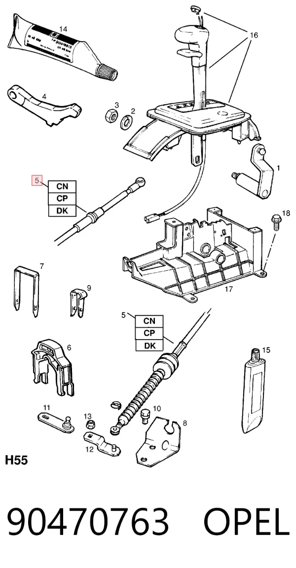 Cables de caja de cambios 90470763 Opel