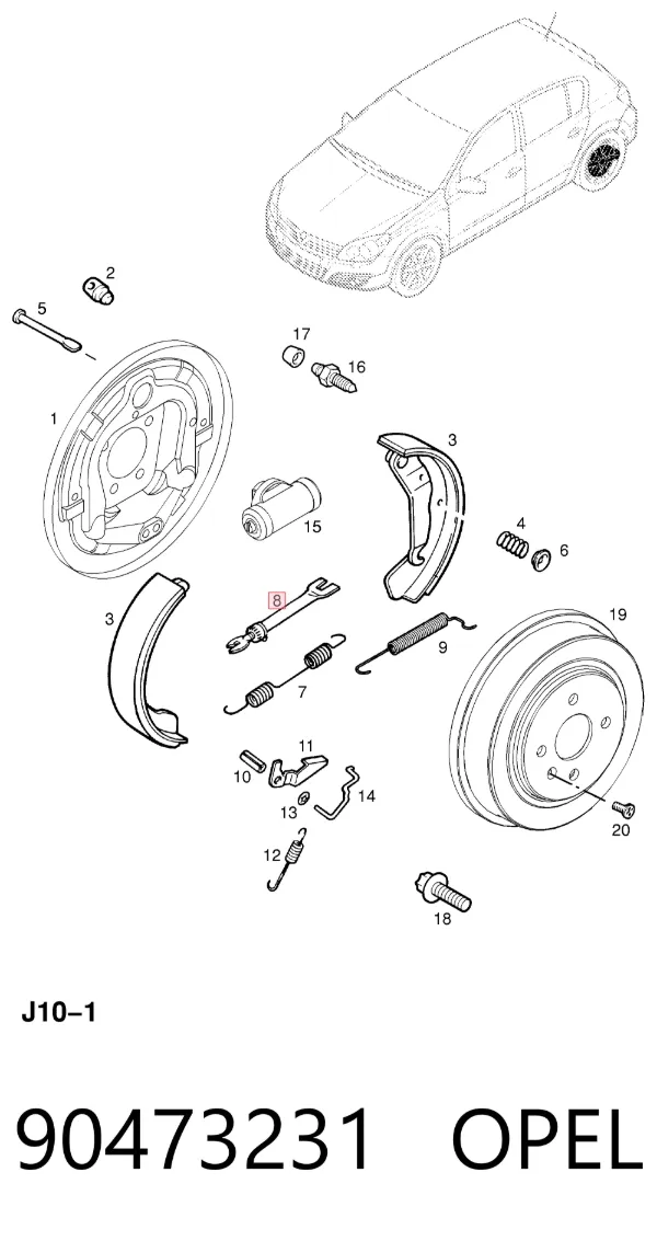 Kit de reparación del mecanismo de ajuste automático de zapatas de freno Opel Vectra B