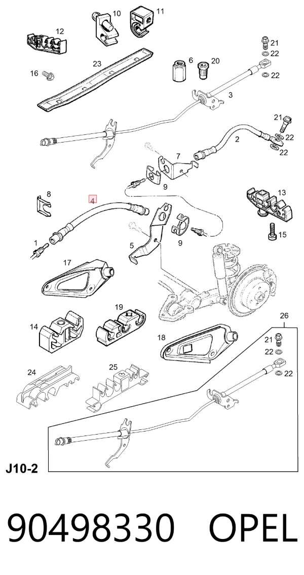 Latiguillo de freno trasero 90498330 Opel