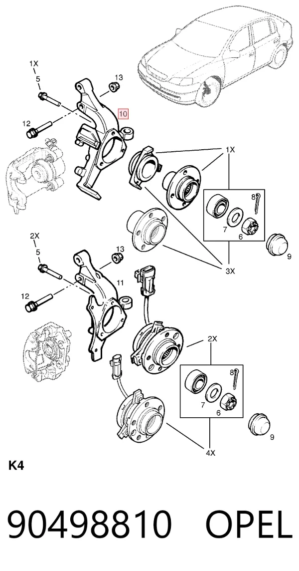 Mangueta delantera izquierda 90498810 Opel