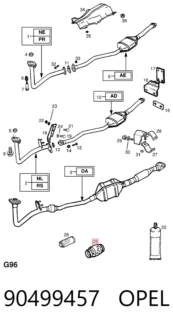 Tubo flexible de escape 90499457 Opel