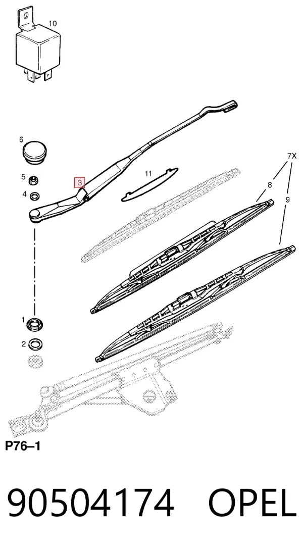Brazo del limpiaparabrisas 90504174 Opel
