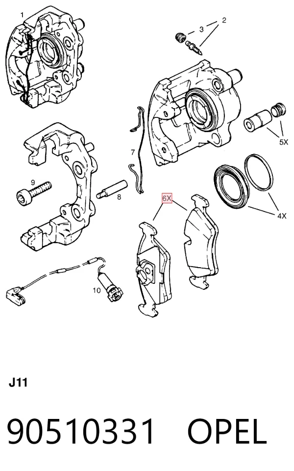 Pastillas de freno 90510331 Opel