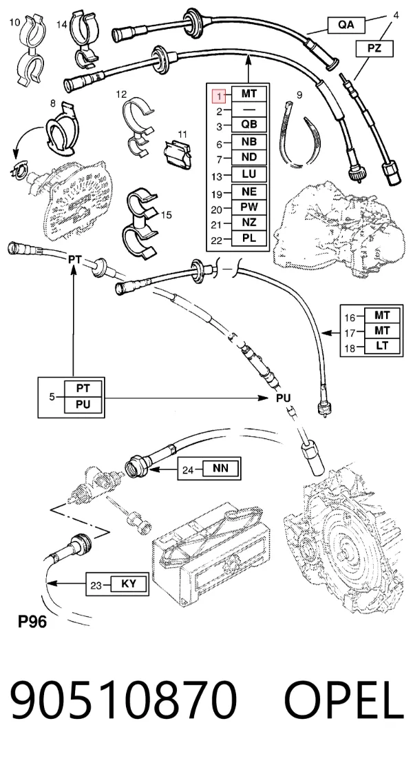 Cable velocímetro 90510870 Opel