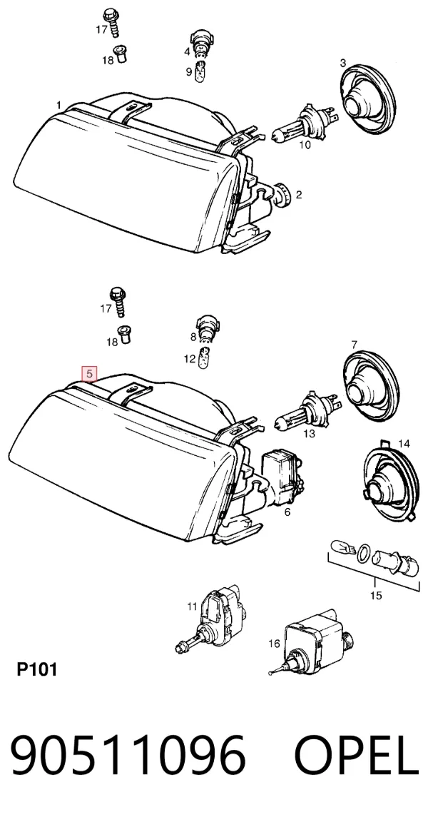 Faro derecho 90511096 Opel