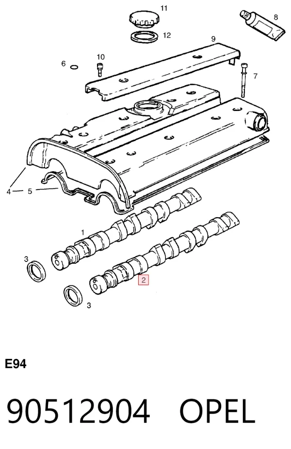 Árbol de levas de escape 90512904 Opel