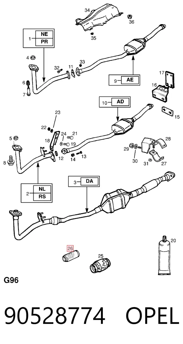 Tubo flexible de escape 90528774 Opel