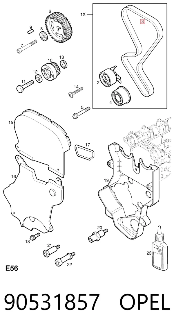 Correa distribución 90531857 Opel