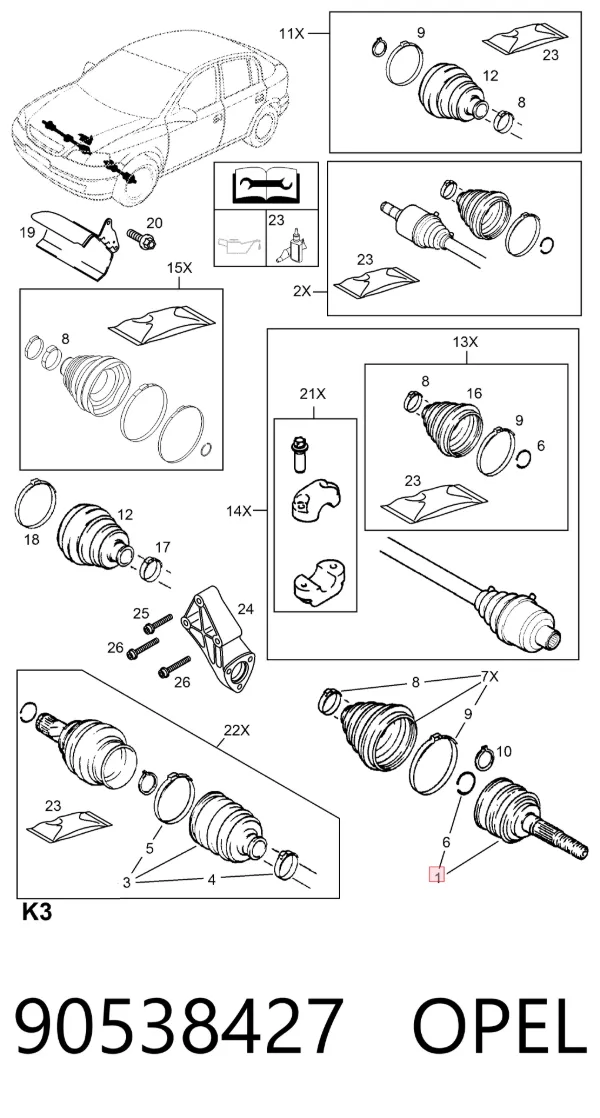 Junta homocinetica 90538427 Opel