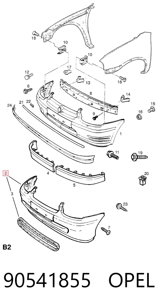 Paragolpes 90541855 Opel