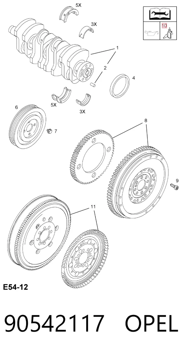 Retén de cigüeñal 90542117 Opel