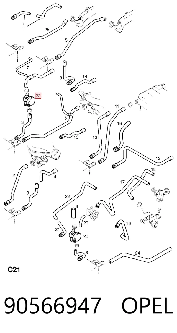 Válvula calefacción 90566947 Opel