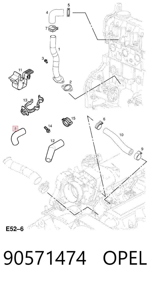 Tubo de ventilación del cárter 90571474 Opel