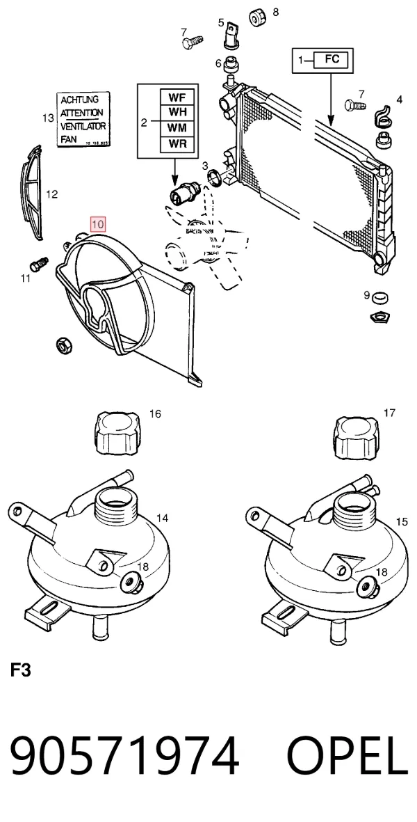 Ventilador de radiador 90571974 Opel