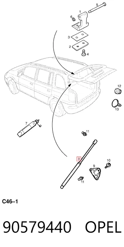 Amortiguador de la tapa del maletero OPEL 90579440