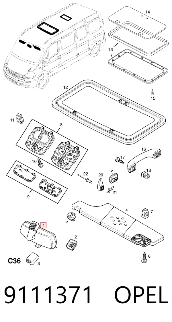 Espejo interior 9111371 Renault (RVI)