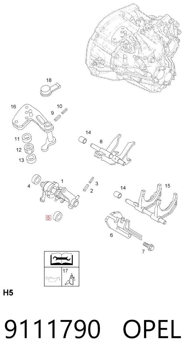 Casquillo palanca cambio 9111790 Opel