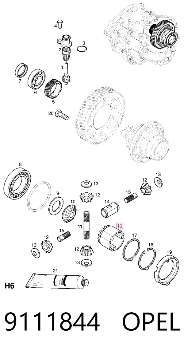 Satélite del diferencial 9111844 Opel
