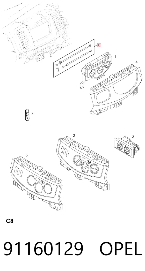 Cable de control de calefacción 91160129 Opel