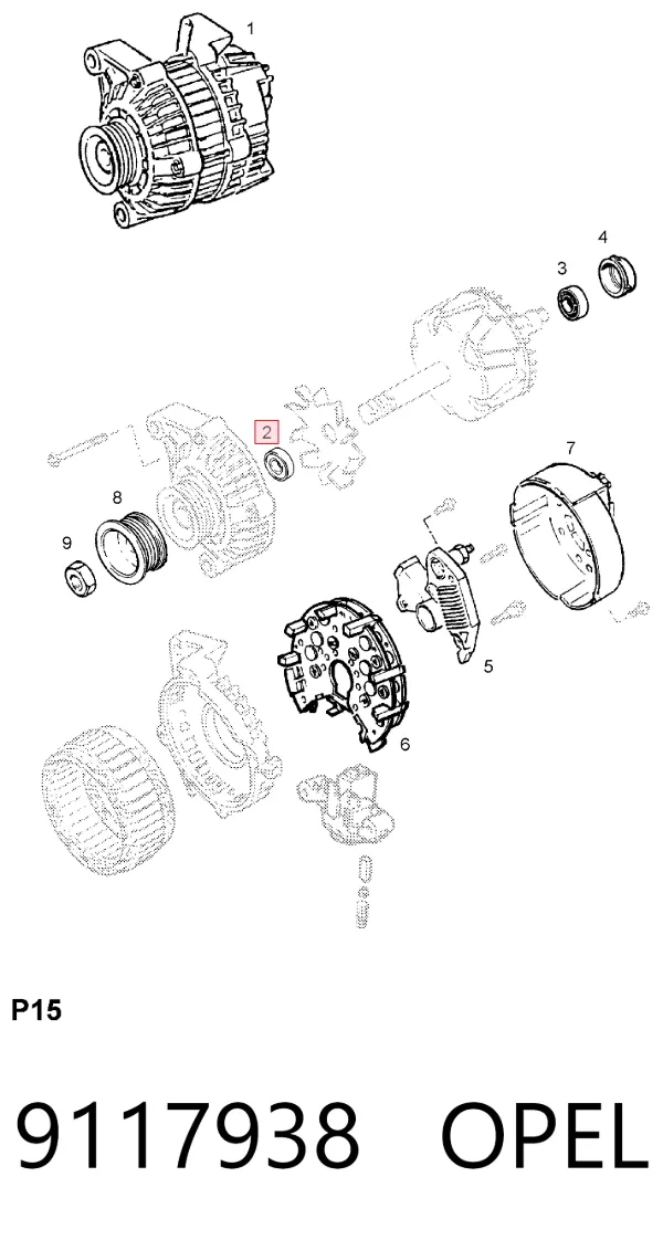 Rodamiento alternador 9117938 Opel