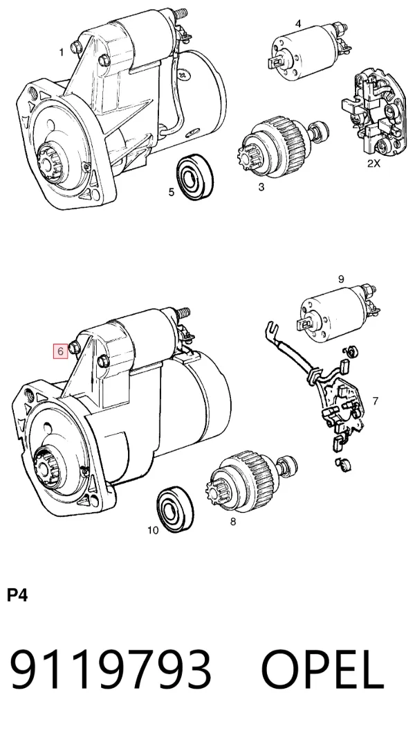 Motor de arranque 9119793 Opel