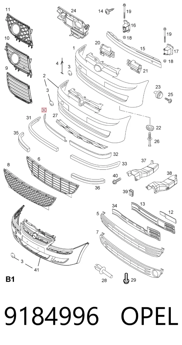 Spoiler derecho del parachoques delantero 9184996 Opel