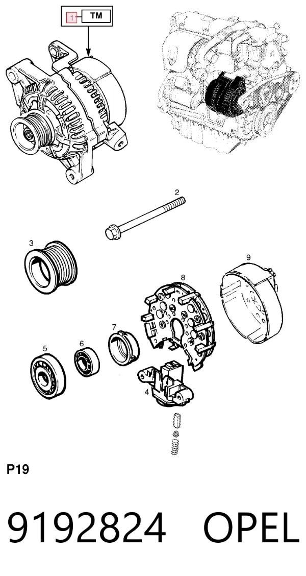 Alternador 9192824 Opel