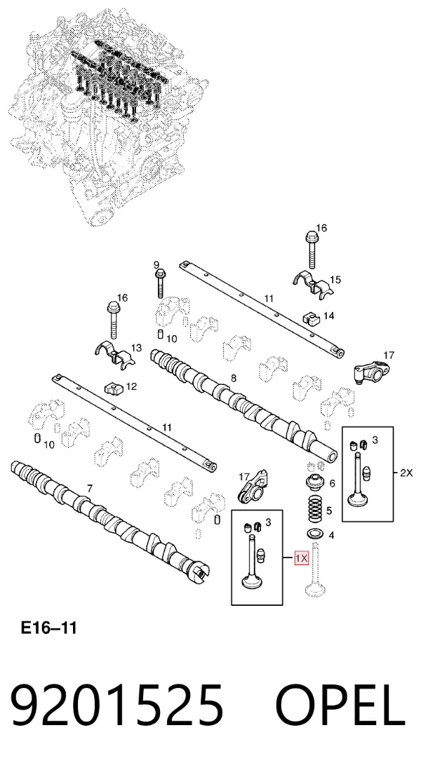 Válvulas de admisión 9201525 Opel