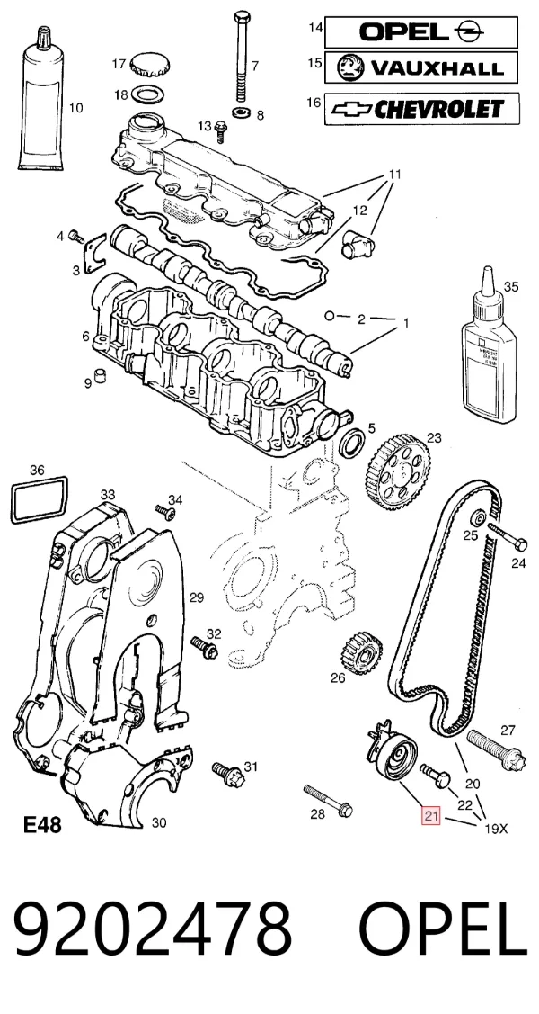 Tensor correa distribución 9202478 Opel