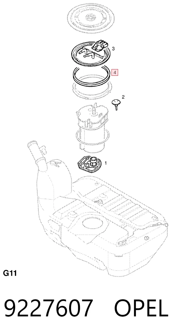 Junta del sensor de nivel de combustible/bomba de combustible (depósito de combustible) 9227607 Opel