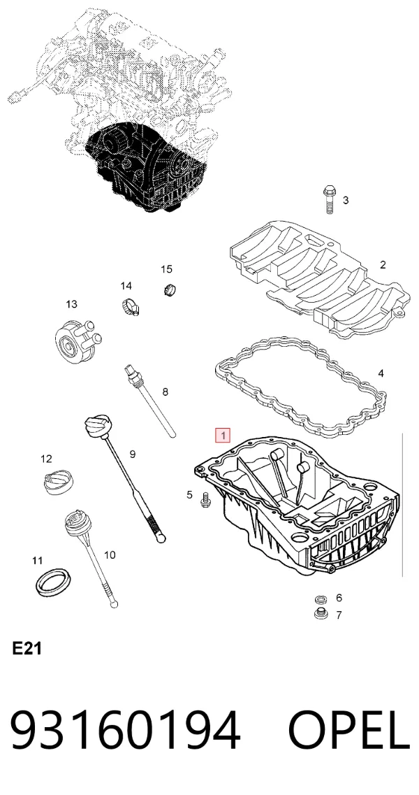 Cárter de aceite del motor 93160194 Opel
