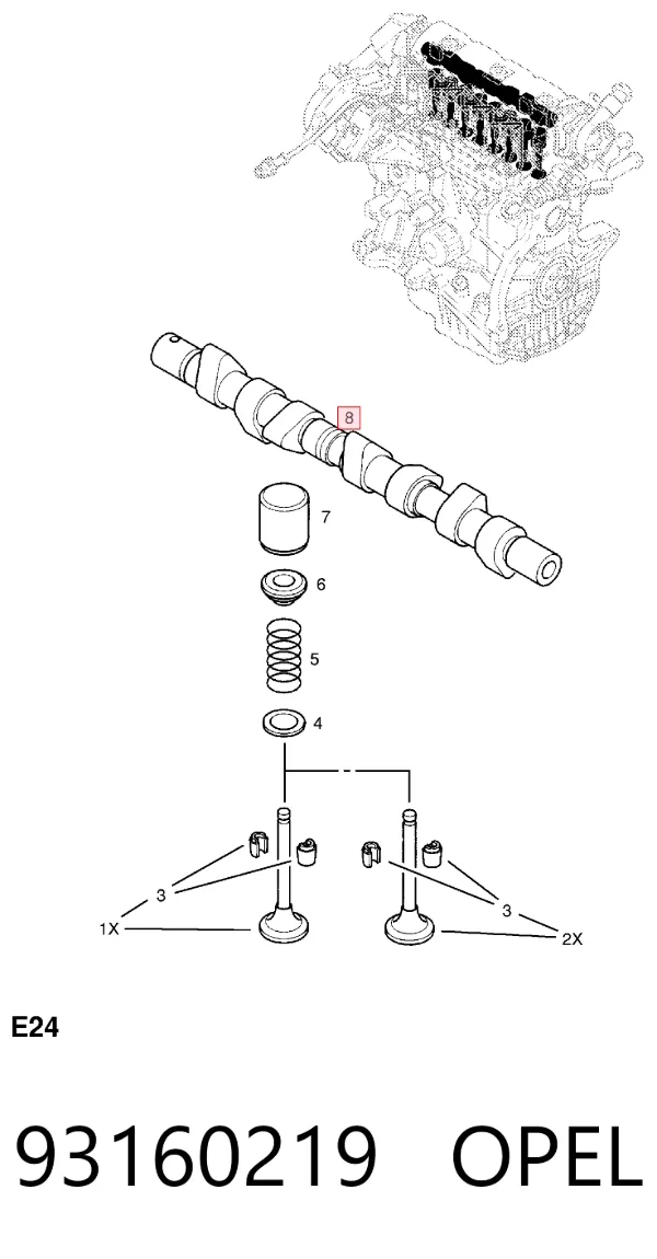 Árboles de levas 93160219 Opel