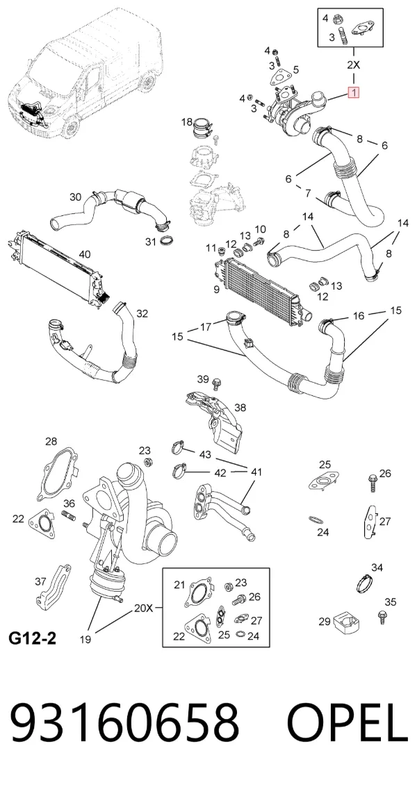 Turbocompresor 93160658 Opel