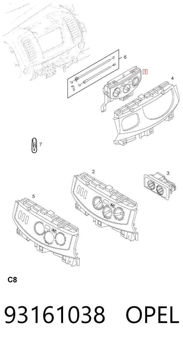 Unidad de control aire acondicionado 93161038 Opel