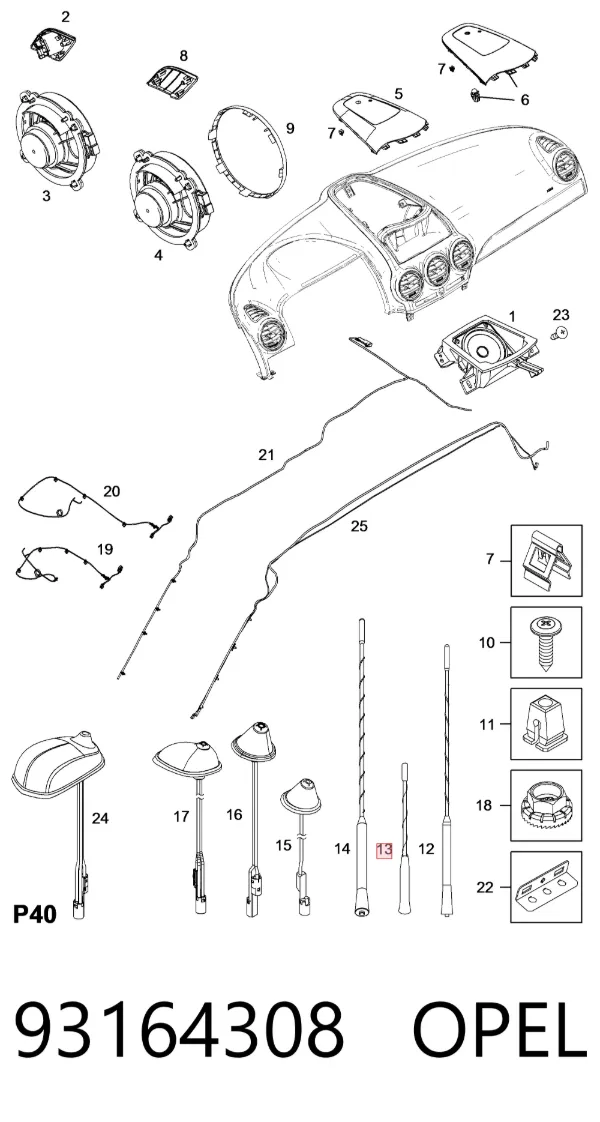 Antena 93164308 Opel