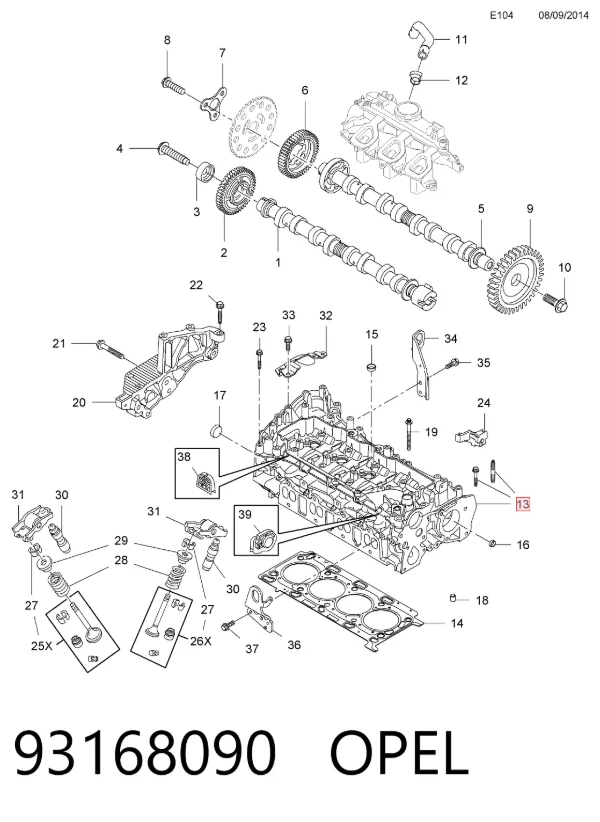 Culata 93168090 Opel