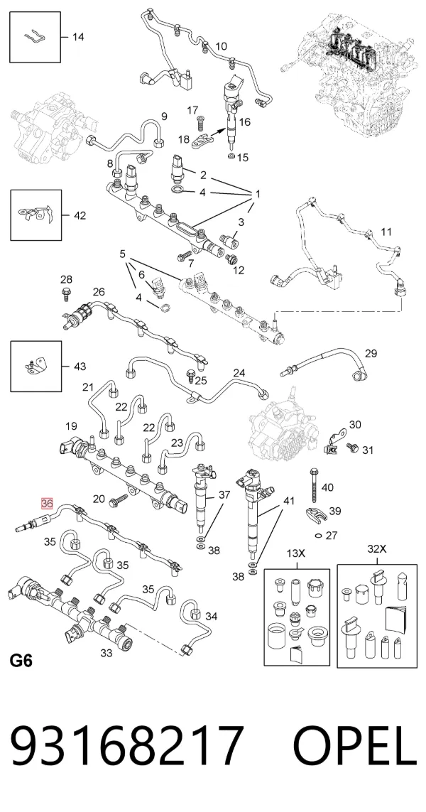 Tubería de retorno de combustible de los inyectores 93168217 Opel