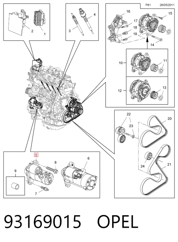 Motor de arranque 93169015 Opel