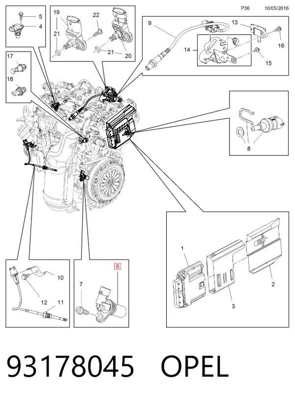 Sensor de cigüeñal 93178045 Opel