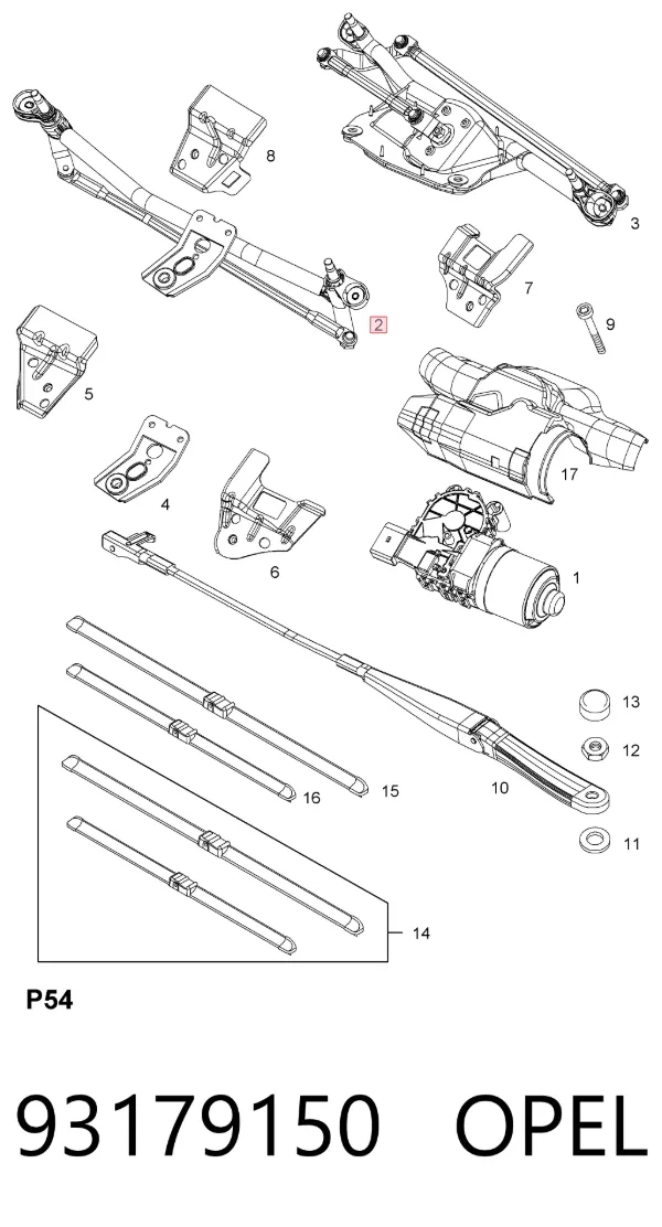 Varilla de limpiaparabrisas 93179150 Opel