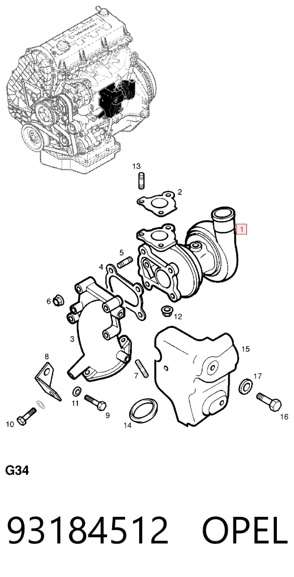 Turbocompresor 93184512 Opel