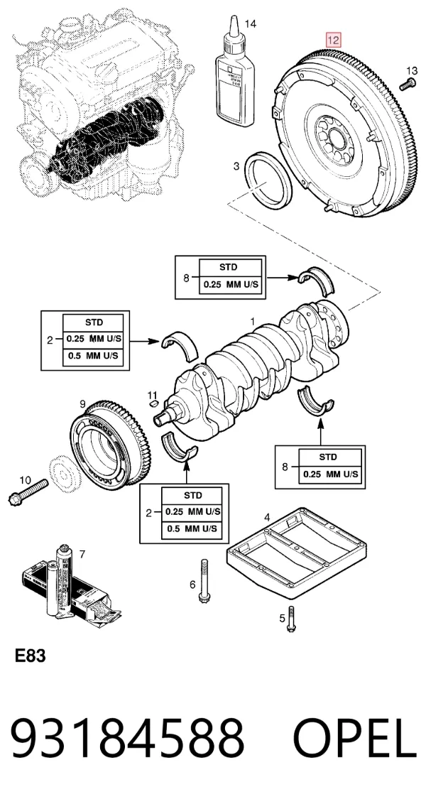 Volante motor 93184588 Opel