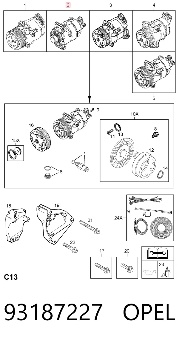Compresor de aire acondicionado 93187227 Opel