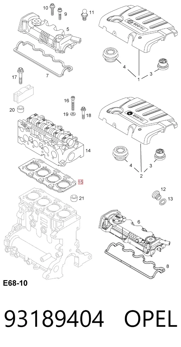 Junta de culata 93189404 Opel