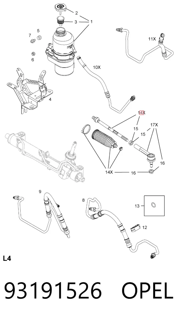 Barra de acoplamiento 93191526 Opel