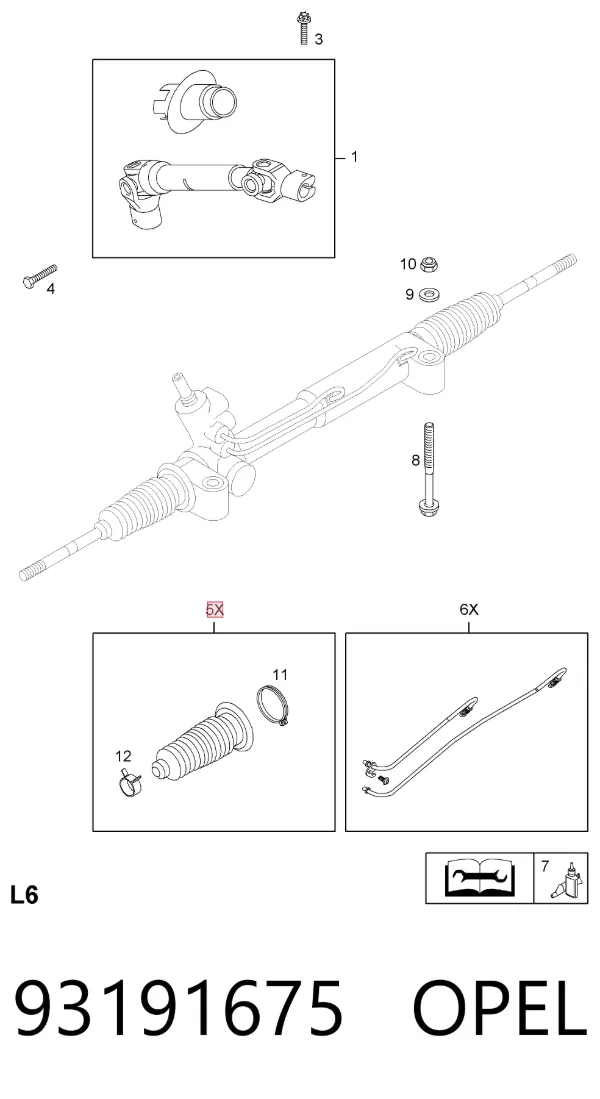 Fuelle dirección 93191675 Opel