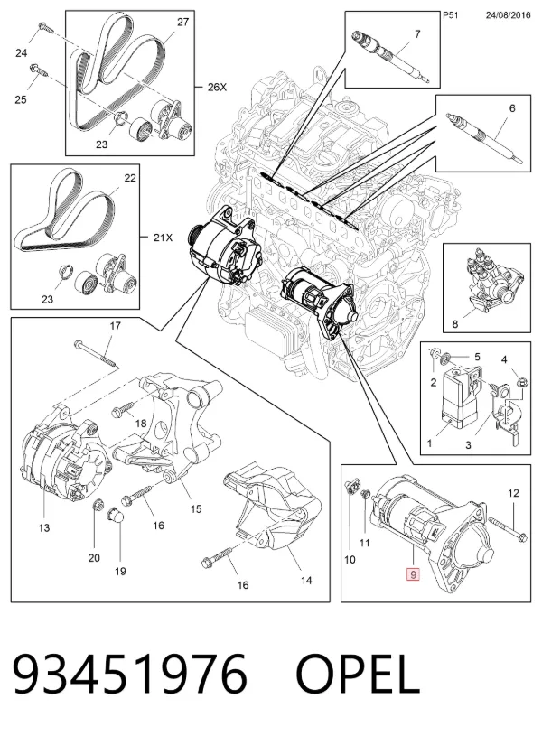 Motor de arranque 93451976 Opel