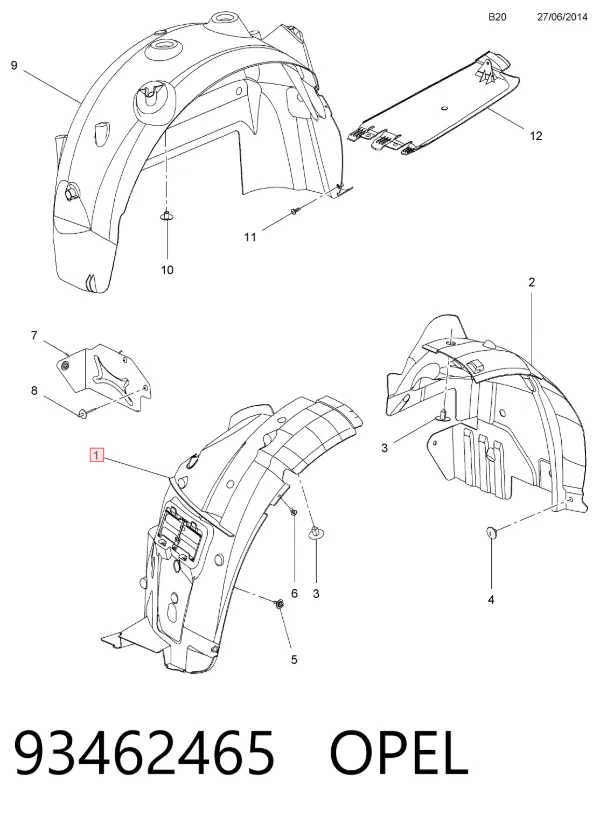Guardalodos delantero izquierdo 93462465 Opel