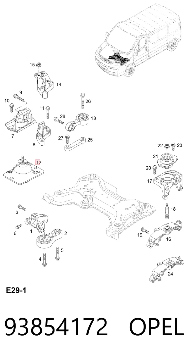 Soporte de motor derecho 93854172 Opel